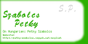 szabolcs petky business card